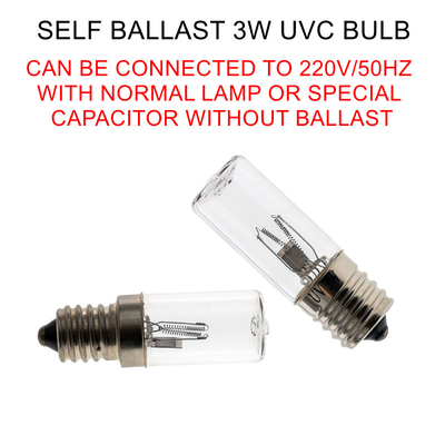 โอโซน E14 UVC หลอดไฟตู้ฆ่าเชื้อไวรัสบัลลาสต์ด้วยตนเอง