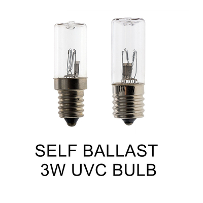 โอโซน E14 UVC หลอดไฟตู้ฆ่าเชื้อไวรัสบัลลาสต์ด้วยตนเอง